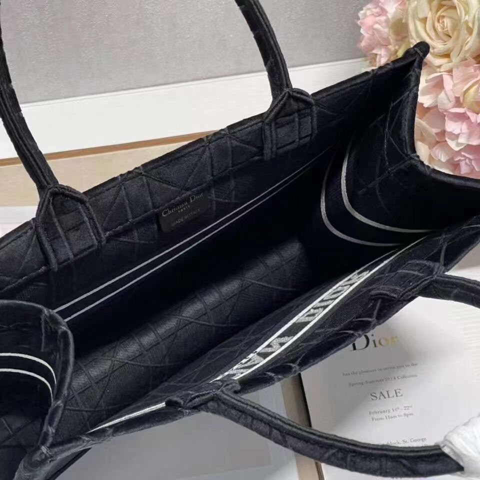 SMALL DIOR BOOK TOTE Velvet C1287-5 black