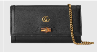 Gucci Diana chain wallet with bamboo 658243 black