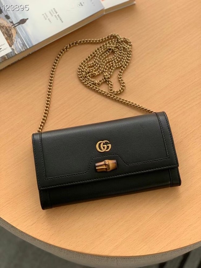 Gucci Diana chain wallet with bamboo 658243 black