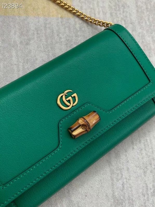Gucci Diana chain wallet with bamboo 658243 green