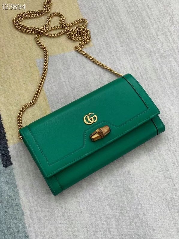 Gucci Diana chain wallet with bamboo 658243 green