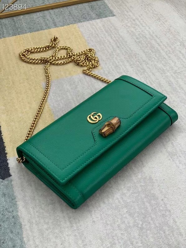 Gucci Diana chain wallet with bamboo 658243 green