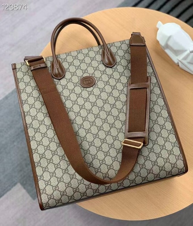 Gucci Medium tote with Interlocking G 674155 brown