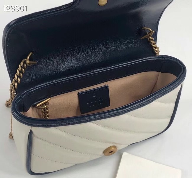Gucci Online Exclusive GG Marmont mini bag 574969 White&blue