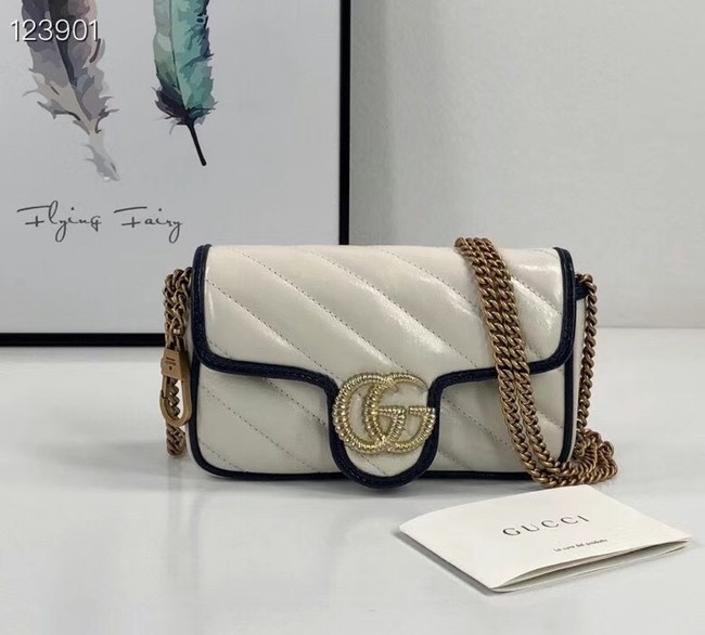 Gucci Online Exclusive GG Marmont mini bag 574969 White&blue