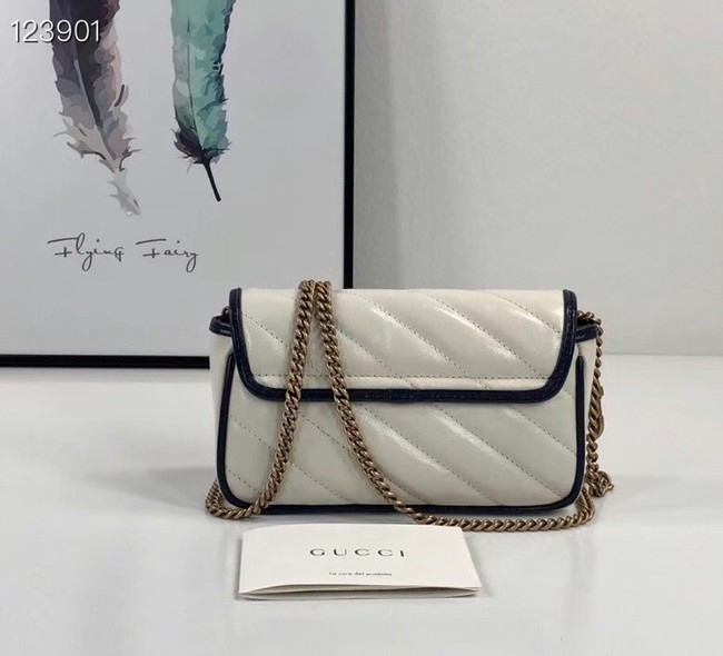 Gucci Online Exclusive GG Marmont mini bag 574969 White&blue