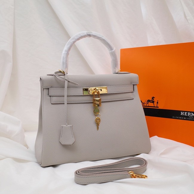 Hermes Kelly Shoulder Bag Original TOGO Leather KY3255 Pearl grey