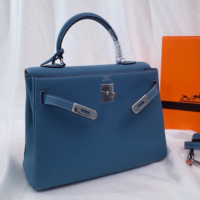 Hermes Kelly Shoulder Bag Original TOGO Leather KY3255 blue