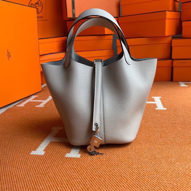 Hermes Picotin Lock Bags Original togo Leather PL3388 light gray