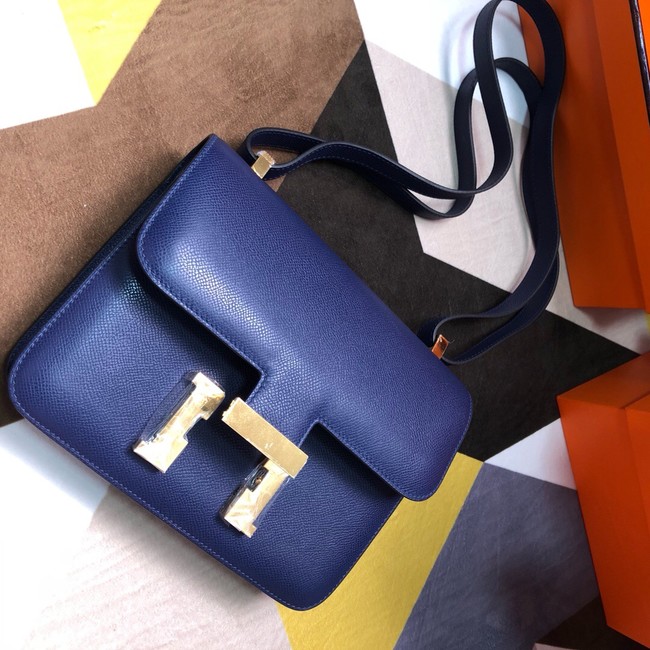 Hermes Original Espom Leather Constance Bag 5333 Sapphire blue