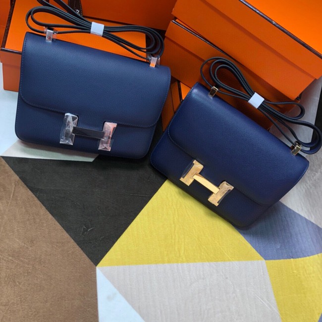 Hermes Original Espom Leather Constance Bag 5333 Sapphire blue