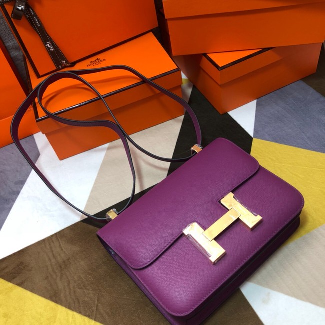 Hermes Original Espom Leather Constance Bag 5333 purple