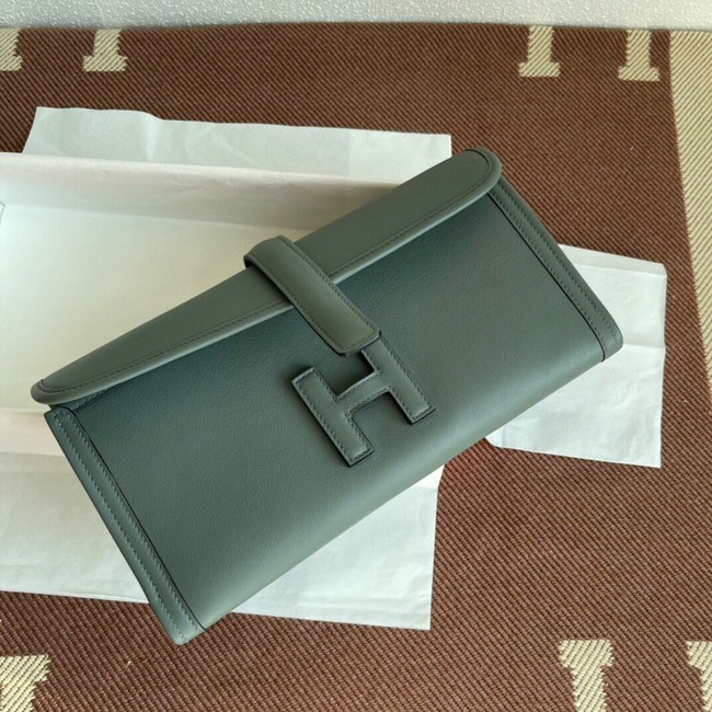 Hermes Original jige swift Leather Clutch 37088 Almond green