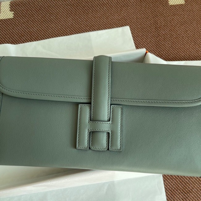 Hermes Original jige swift Leather Clutch 37088 Almond green