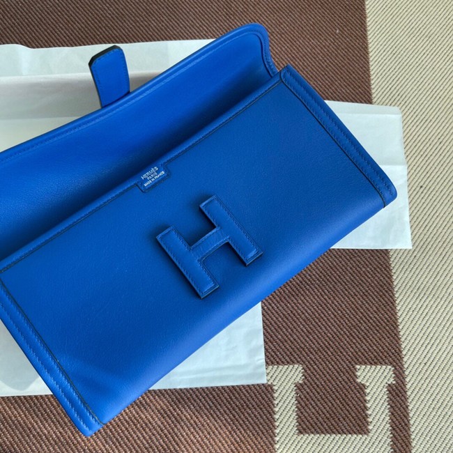 Hermes Original jige swift Leather Clutch 37088 Electro optic blue