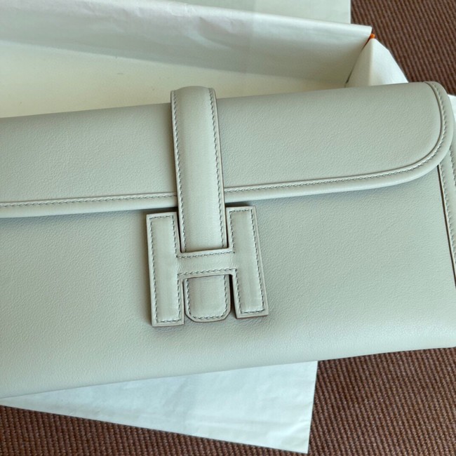 Hermes Original jige swift Leather Clutch 37088 Pearl grey