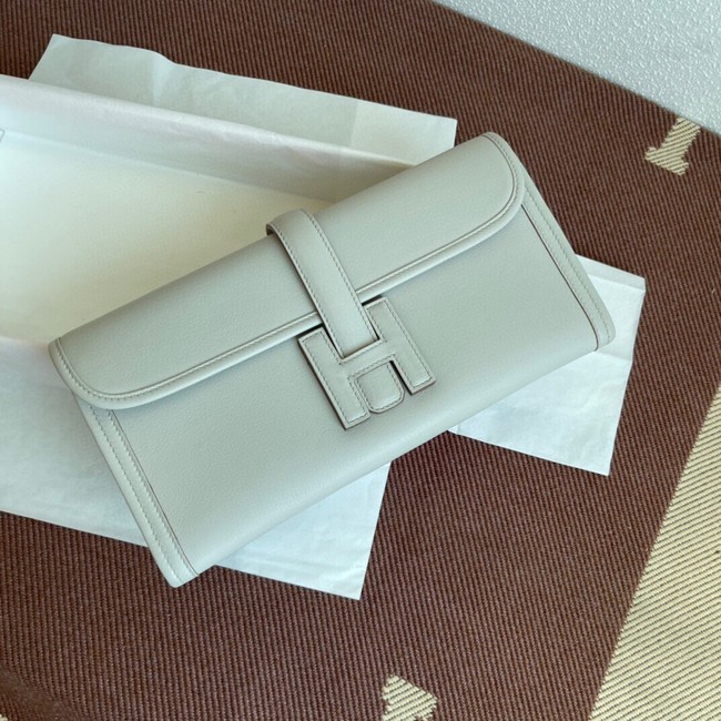 Hermes Original jige swift Leather Clutch 37088 Pearl grey