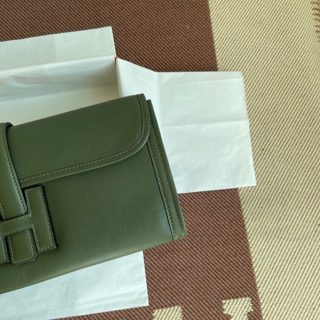 Hermes Original jige swift Leather Clutch 37088 blackish green