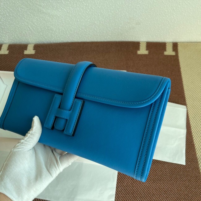 Hermes Original jige swift Leather Clutch 37088 blue