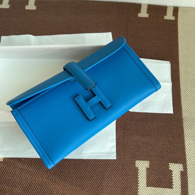 Hermes Original jige swift Leather Clutch 37088 blue