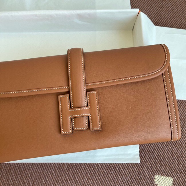 Hermes Original jige swift Leather Clutch 37088 brown