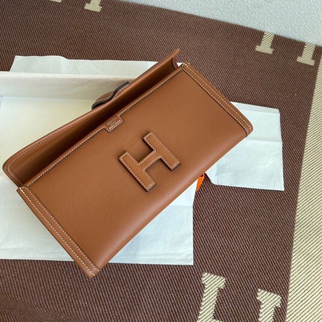 Hermes Original jige swift Leather Clutch 37088 brown