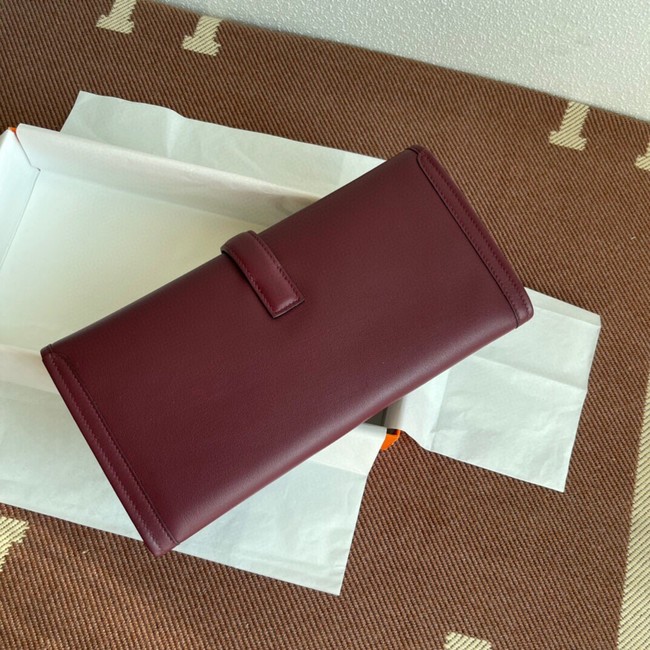 Hermes Original jige swift Leather Clutch 37088 claret