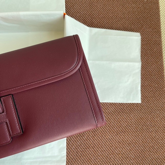 Hermes Original jige swift Leather Clutch 37088 claret