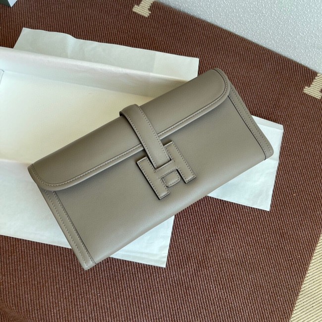 Hermes Original jige swift Leather Clutch 37088 gray