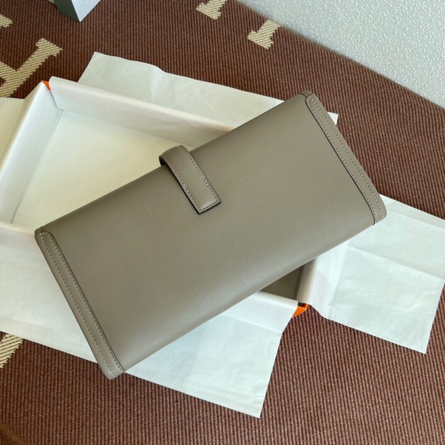 Hermes Original jige swift Leather Clutch 37088 gray