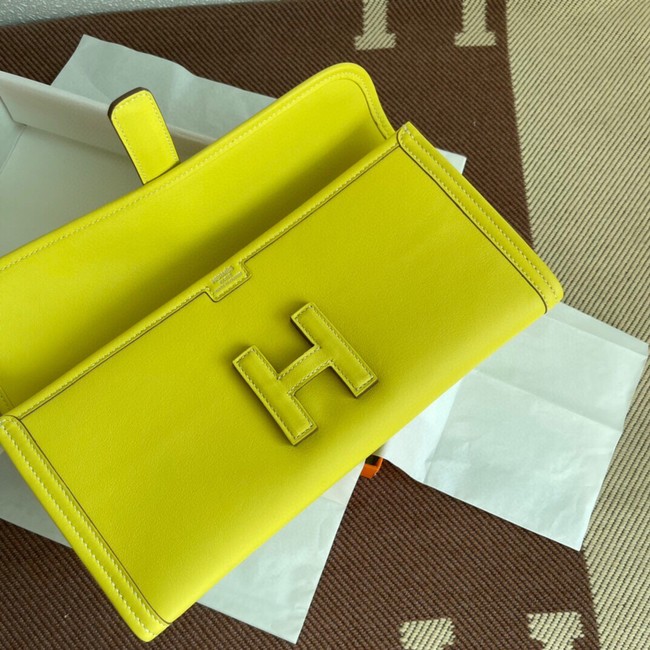 Hermes Original jige swift Leather Clutch 37088 lemon