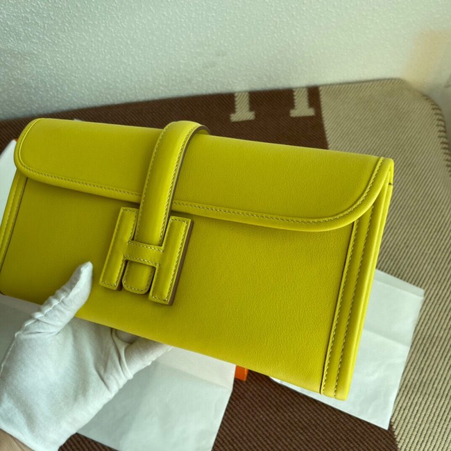 Hermes Original jige swift Leather Clutch 37088 lemon