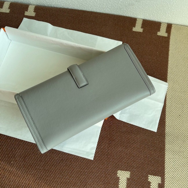 Hermes Original jige swift Leather Clutch 37088 light gray