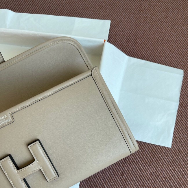 Hermes Original jige swift Leather Clutch 37088 light gray