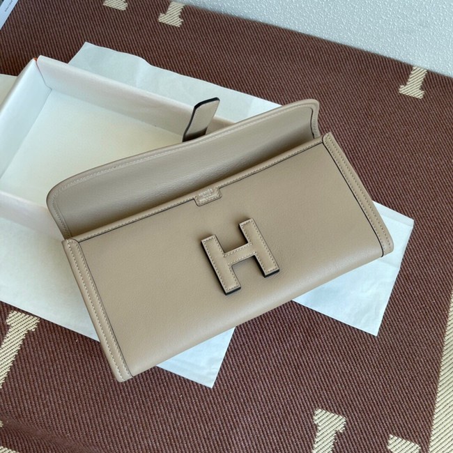 Hermes Original jige swift Leather Clutch 37088 light gray