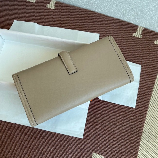 Hermes Original jige swift Leather Clutch 37088 light gray