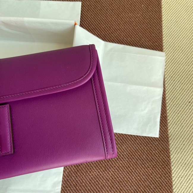 Hermes Original jige swift Leather Clutch 37088 purple