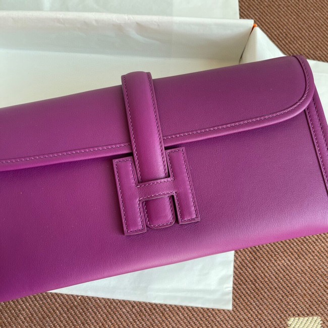 Hermes Original jige swift Leather Clutch 37088 purple