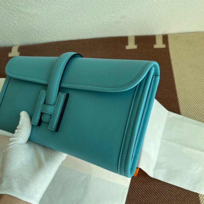 Hermes Original jige swift Leather Clutch 37088 sky blue