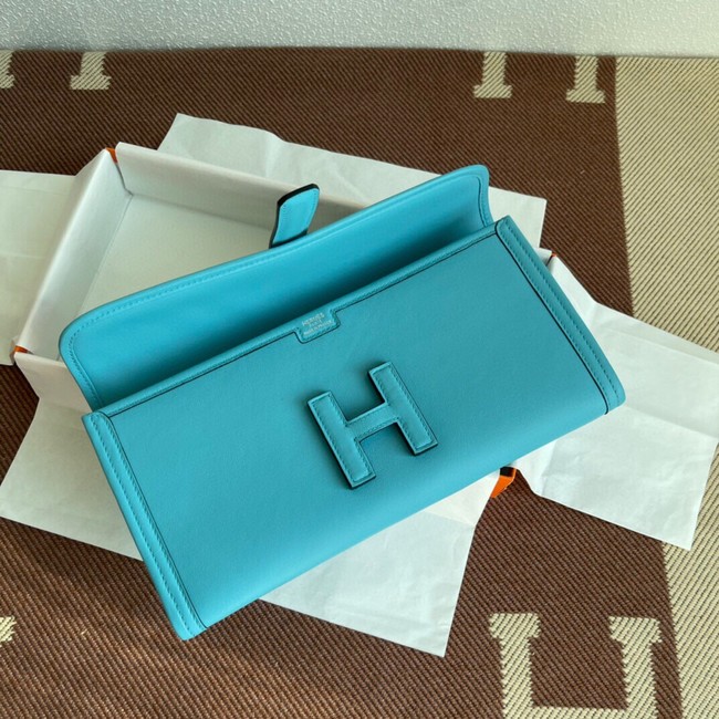 Hermes Original jige swift Leather Clutch 37088 sky blue