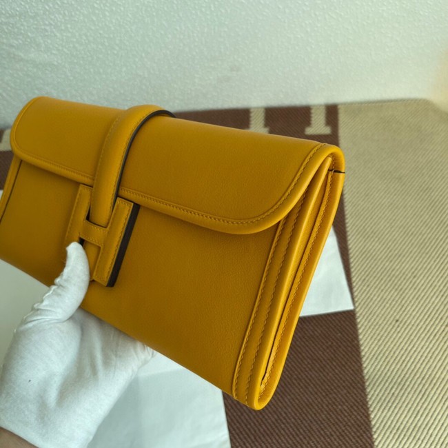 Hermes Original jige swift Leather Clutch 37088 yellow