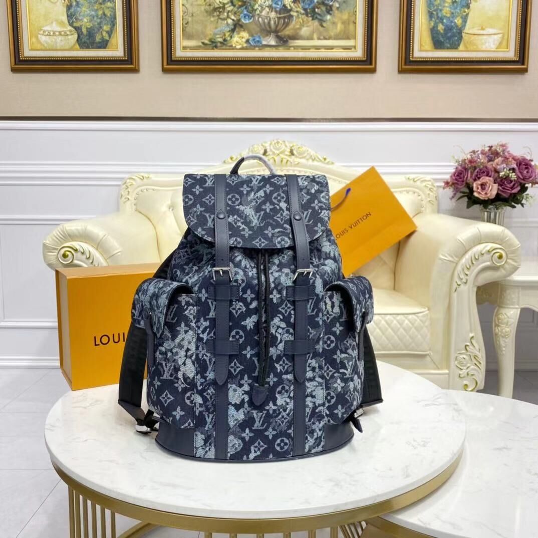 Louis Vuitton Monogram Tapestry Denim Backpack M57280 Dark Blue