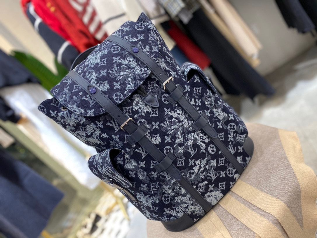 Louis Vuitton Monogram Tapestry Denim Backpack M57280 Dark Blue