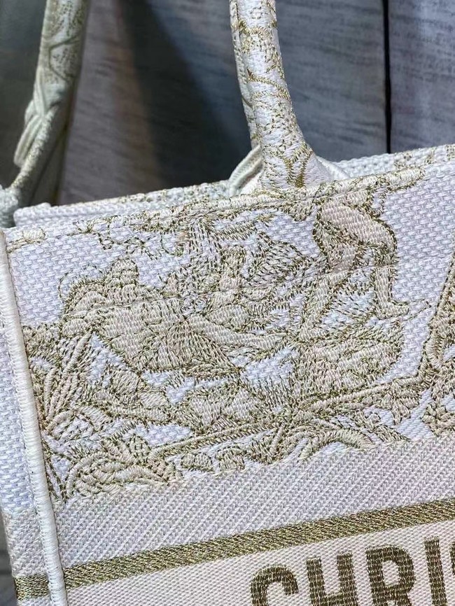 SMALL DIOR BOOK TOTE Embroidery C1287-7 cream