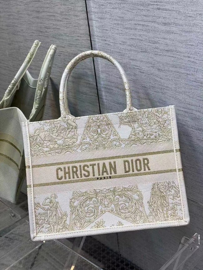 SMALL DIOR BOOK TOTE Embroidery C1287-7 cream