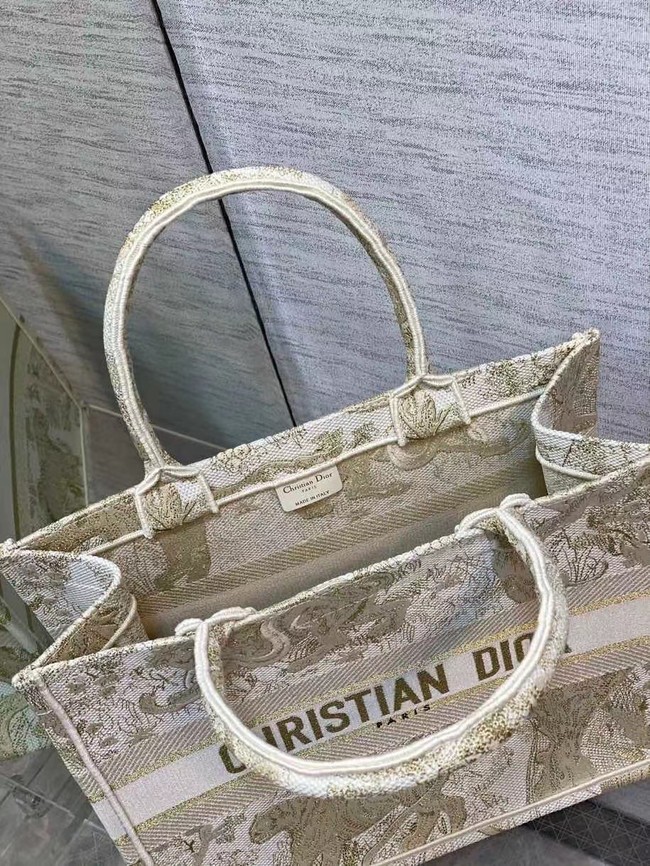 SMALL DIOR BOOK TOTE Embroidery C1287-8 cream