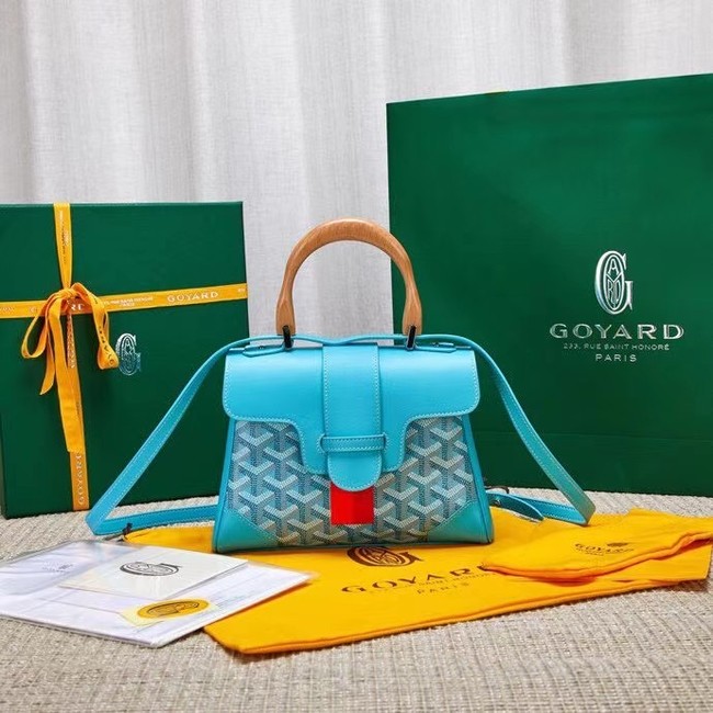 Goyard Calfskin Leather saigon mini Tote Bag 9955 light blue