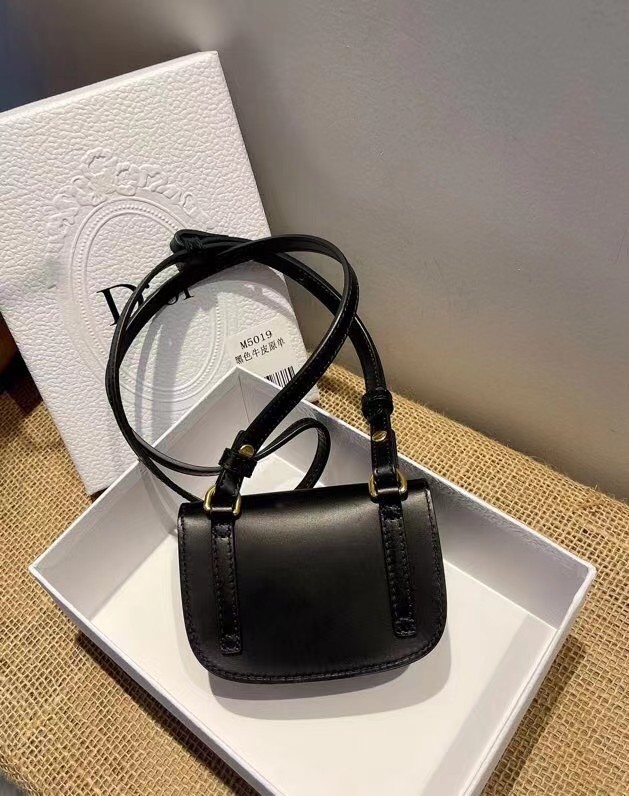 MINI DIOR BOBBY BAG Warm Taupe Box Calfskin S5109U BLACK 