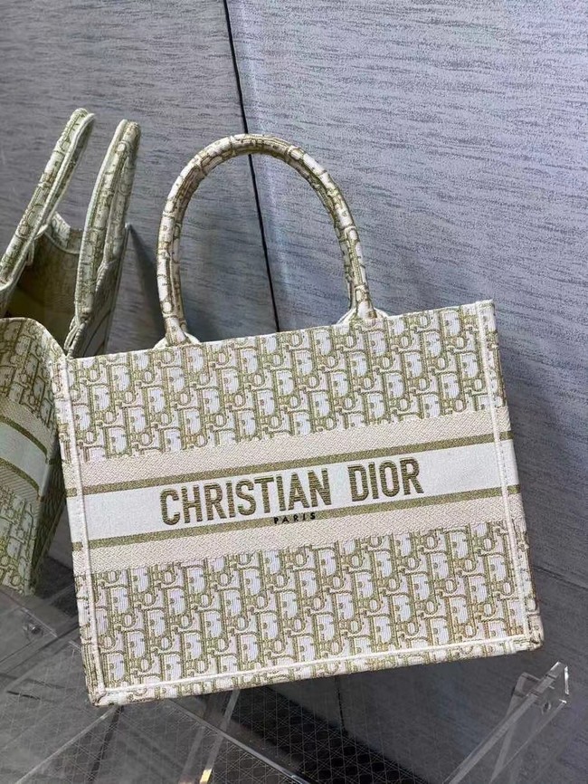 SMALL DIOR BOOK TOTE Embroidery C1287-9 cream