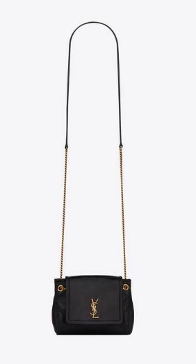 YSL MONOGRAM MINI NOLITA IN LAME LEATHER 672738 BLACK